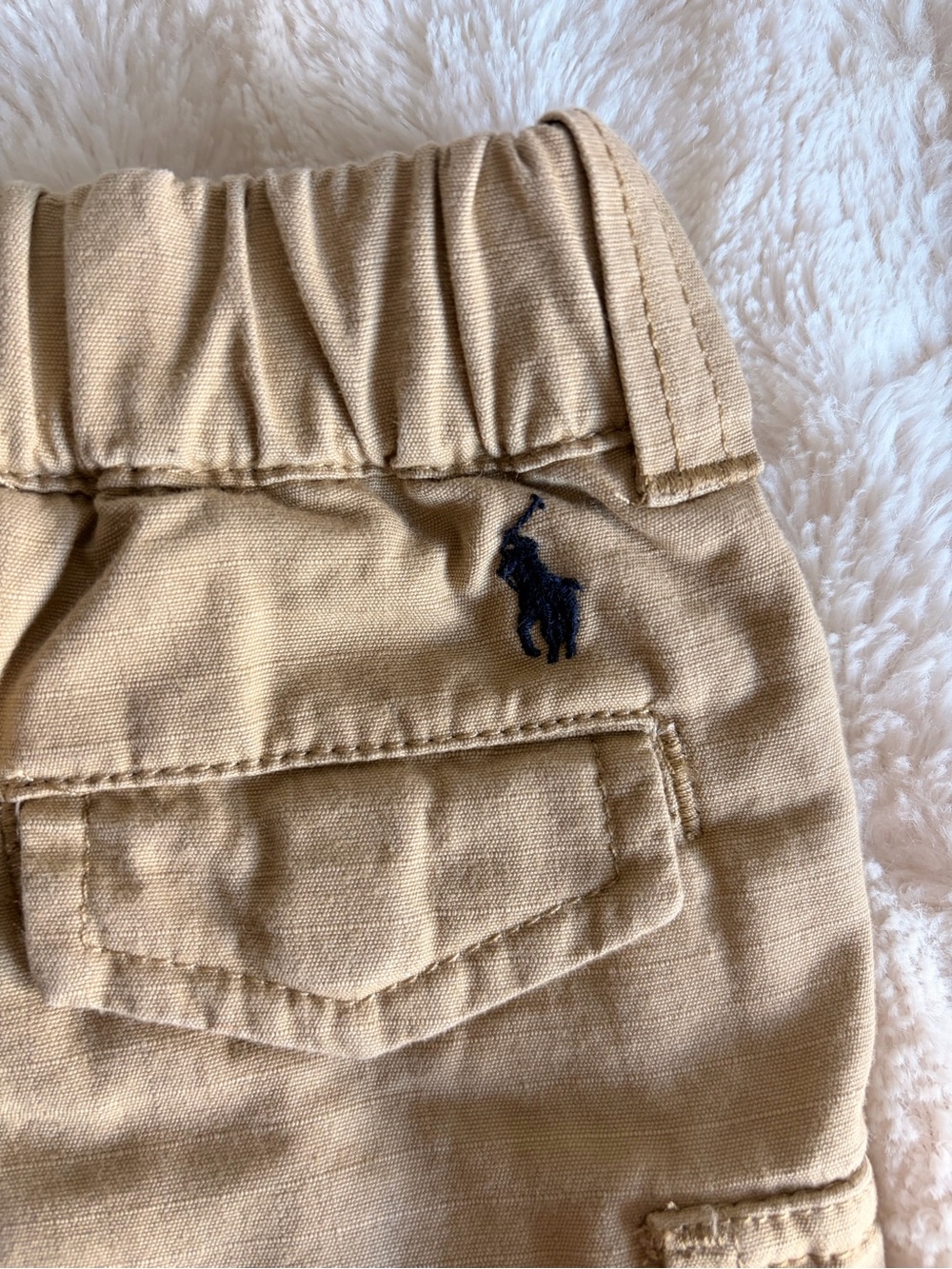 Ralph Lauren Tan Cargo Shorts with Navy Drawstring - Picture 4 of 4